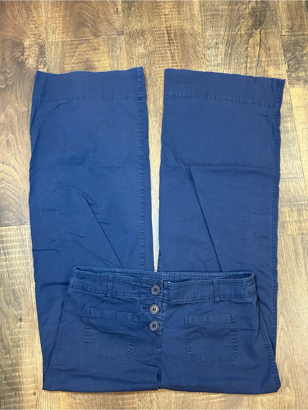 Source Unknown Navy Boot Cut Women's Pants with Button Front